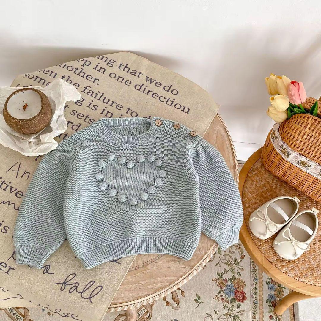 Pale Blue Love Heart Sweater 0-6 Months
