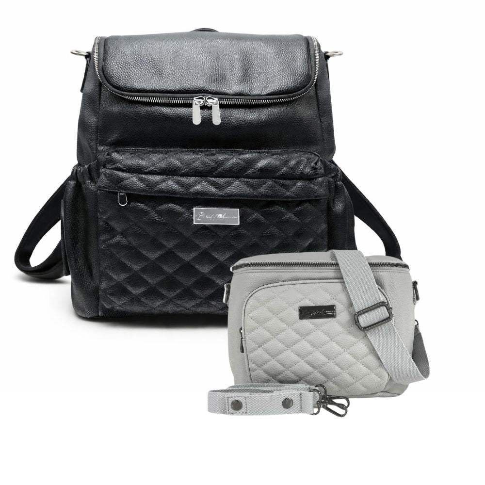Black Diaper Bag With Wipes Pocket And Free Sling Bundle