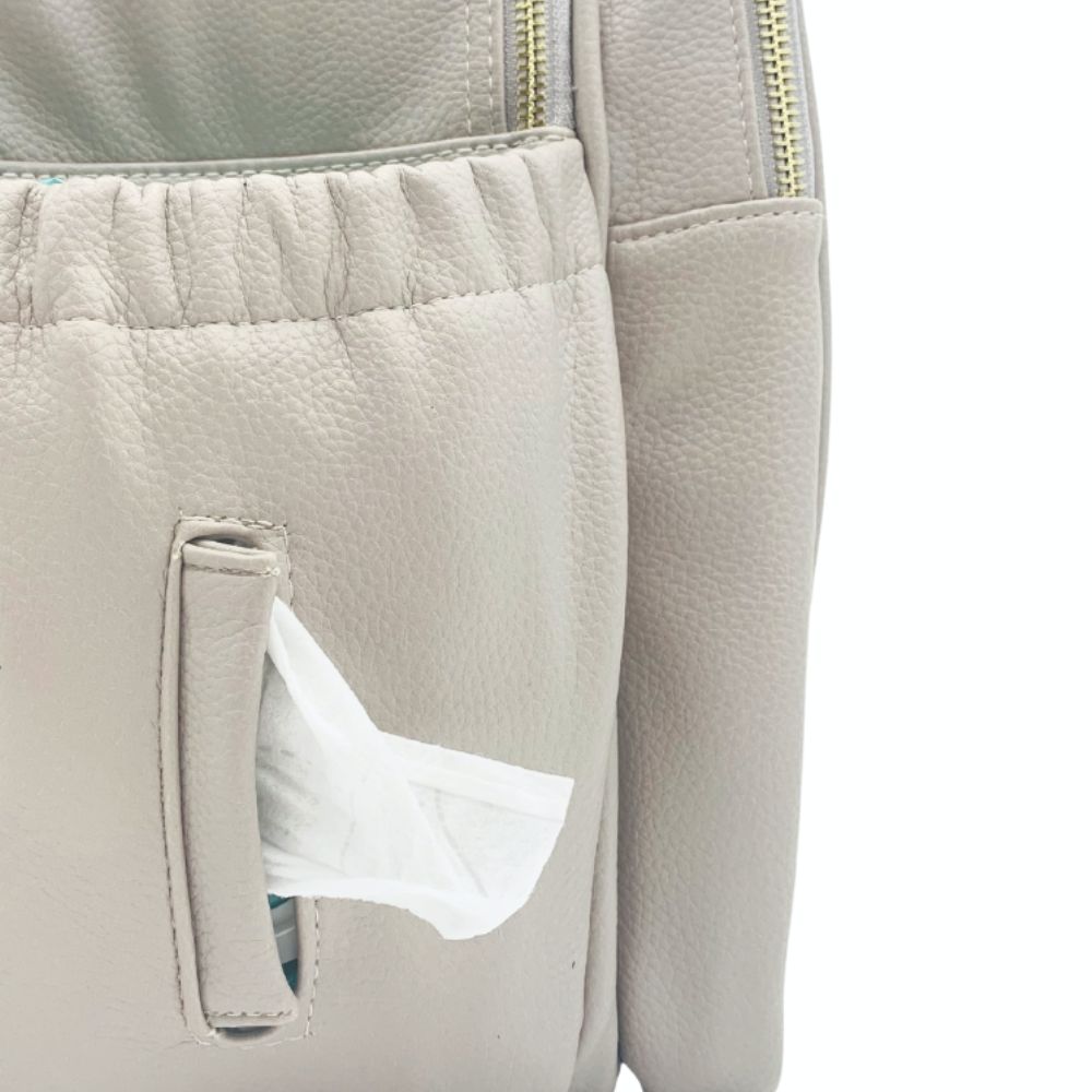 vegan leather baby diaper bag with wipes pocket